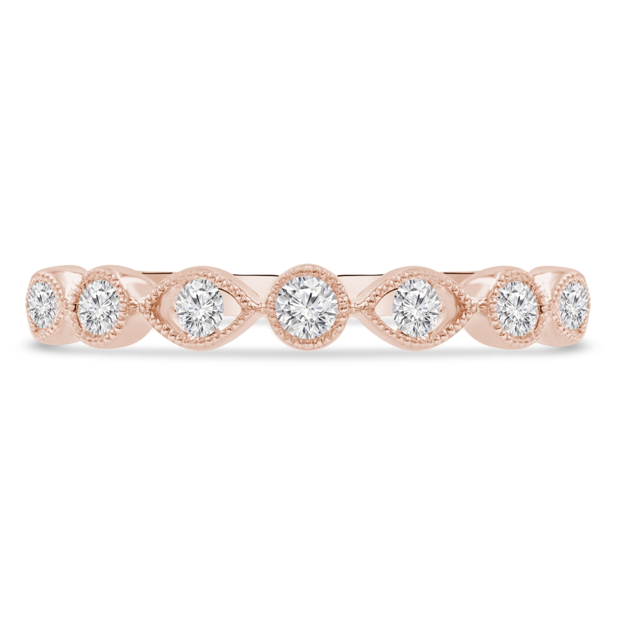 MDR210149-P 0.25 CTW Round Diamond Vintage Semi-Eternity Wedding Band Ring in 14K Rose Gold