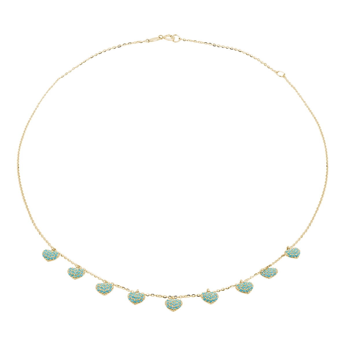 MDR210177 0.33 CTW Round Blue Turquoise Cluster Heart Necklace in 14K Yellow Gold