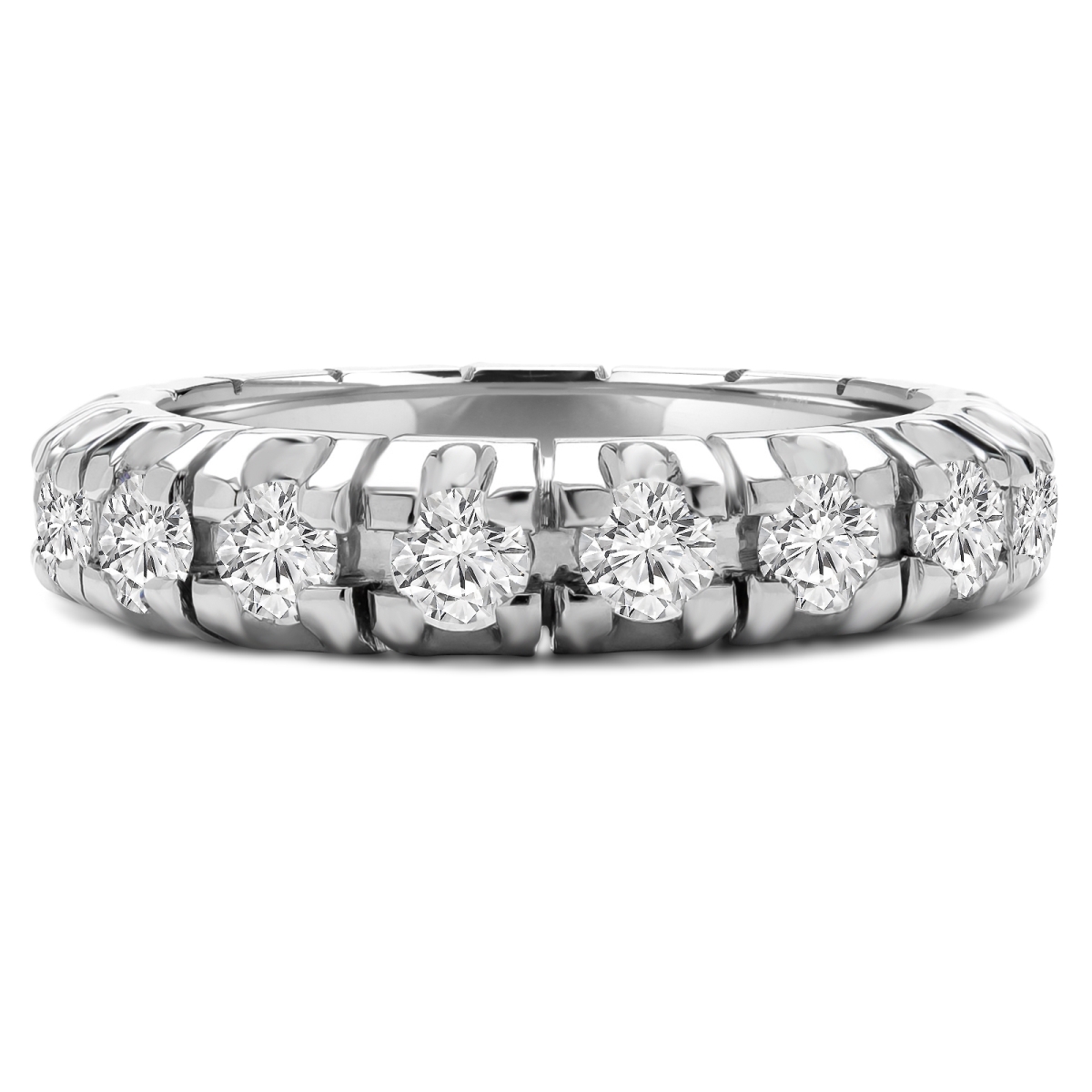 MD210319-9 3.33 CTW Round Diamond Full-Eternity Anniversary Wedding Band Ring in 18K White Gold - Size 9