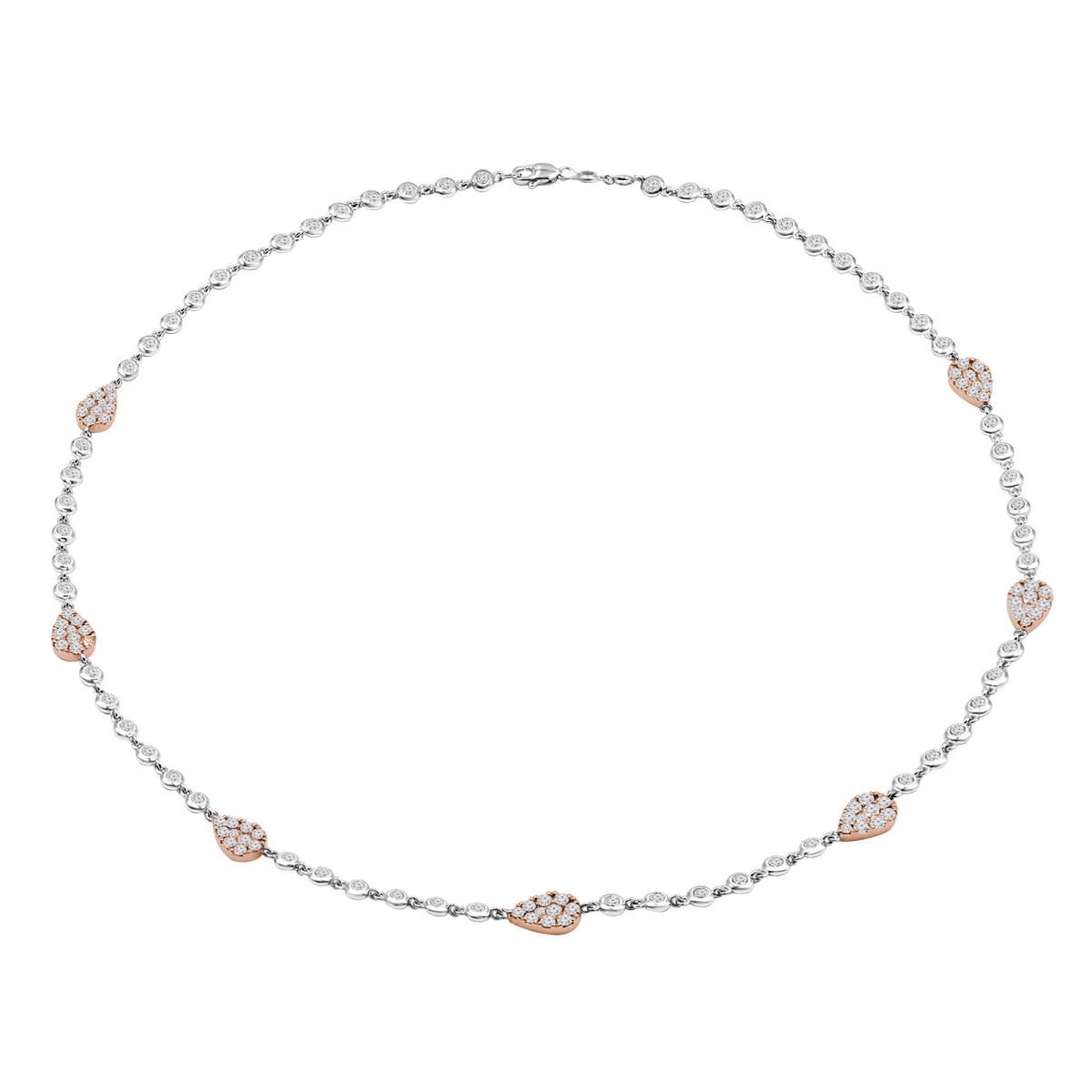 5.16 CTW Round Diamond White & Rose Gold Necklace in 18K Two-Tone Gold