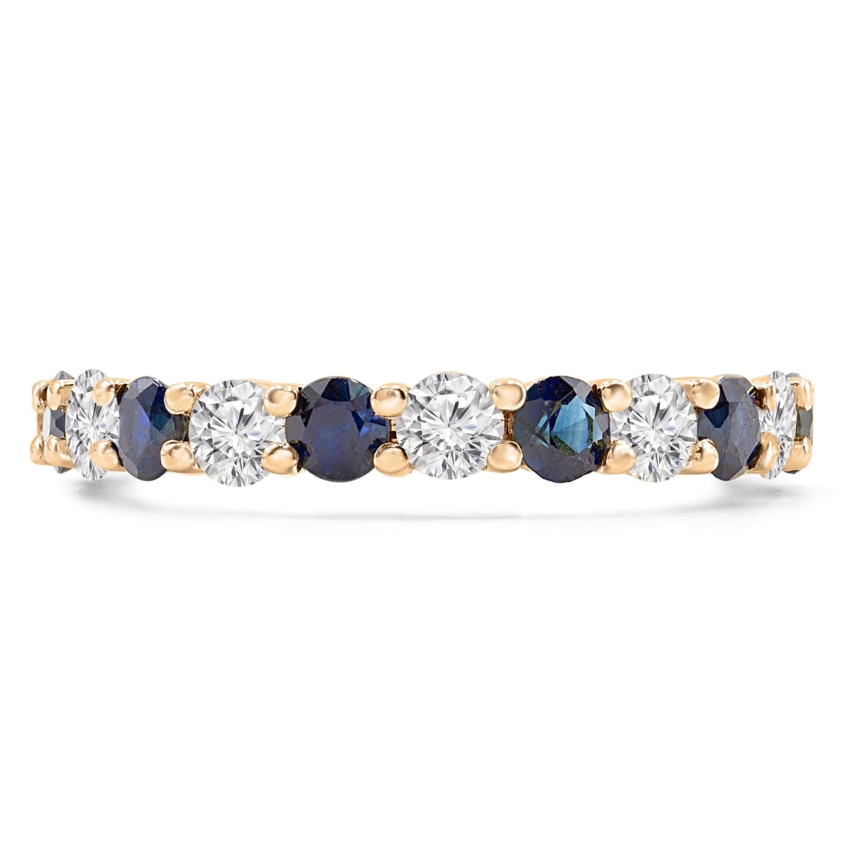 MD210004-3.5 2.5 CTW Round Diamond 0.75 Way Semi-Eternity Wedding Band Ring in 14K Yellow Gold - Size 3.5