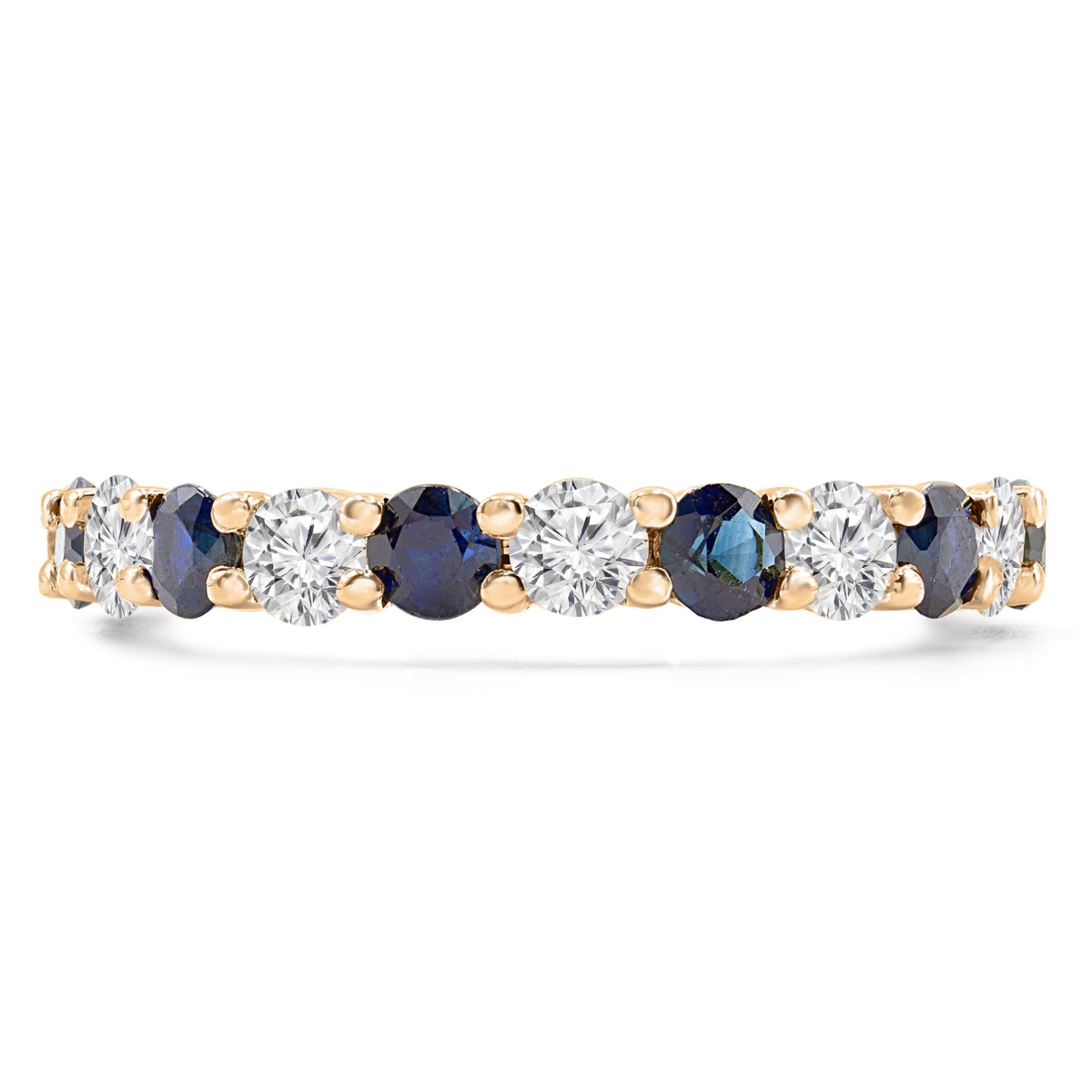MD210004-5.5 2.5 CTW Round Diamond 0.75 Way Semi-Eternity Wedding Band Ring in 14K Yellow Gold - Size 5.5
