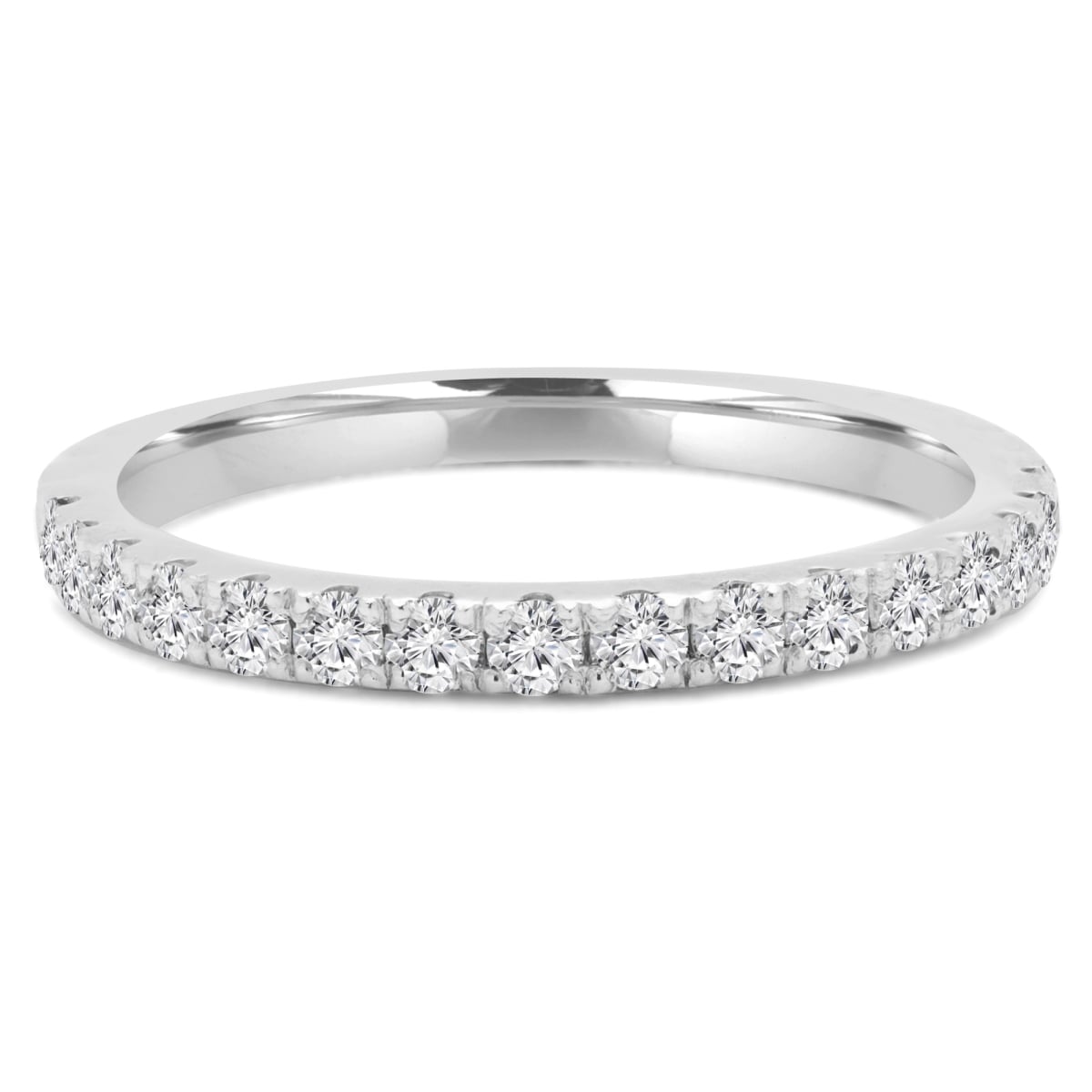 MD210155-4 0.25 CTW Round Diamond Semi-Eternity Anniversary Wedding Band Ring in 14K White Gold - Size 4