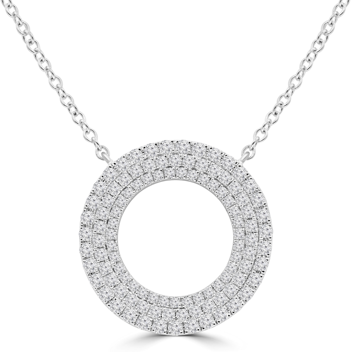 MDR220017 0.67 CTW Round Diamond Three-Row Circle Necklace in 18K White Gold