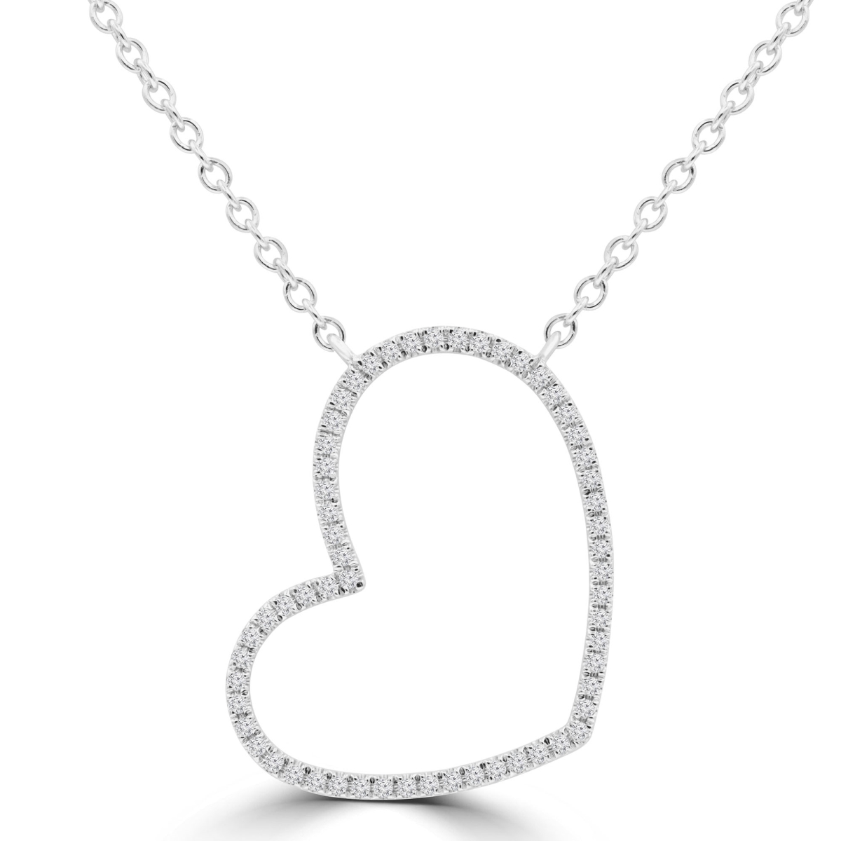 MDR220020 0.13 CTW Round Diamond Heart Necklace in 18K White Gold