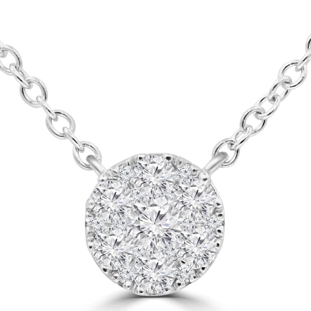 MDR220021 0.33 CTW Round Diamond Cluster Necklace in 18K White Gold