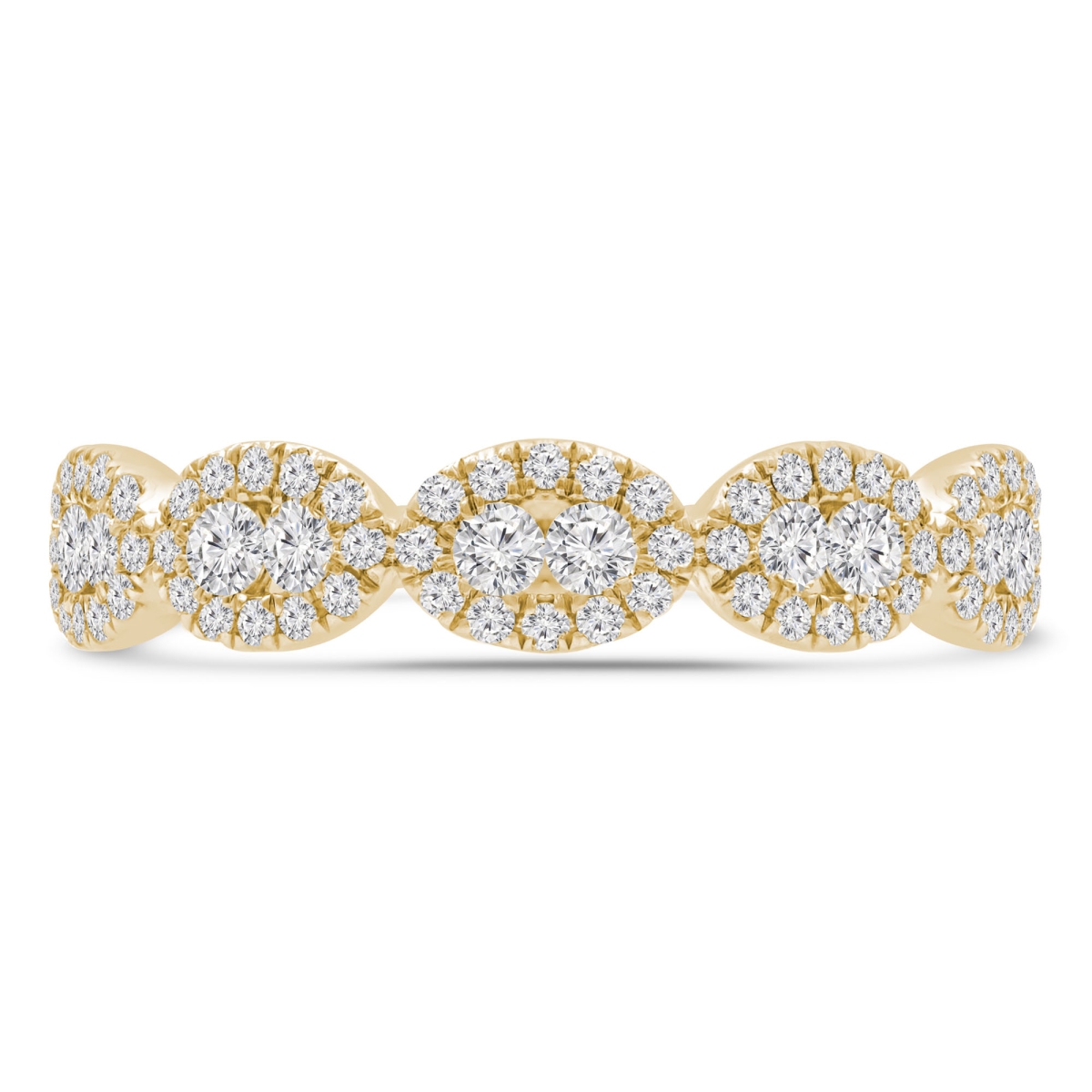 0.6 CTW Round Diamond 0.75 Way Twisted & Braided Semi-Eternity Anniversary Wedding Band Ring in 14K Yellow Gold - Size 3.5