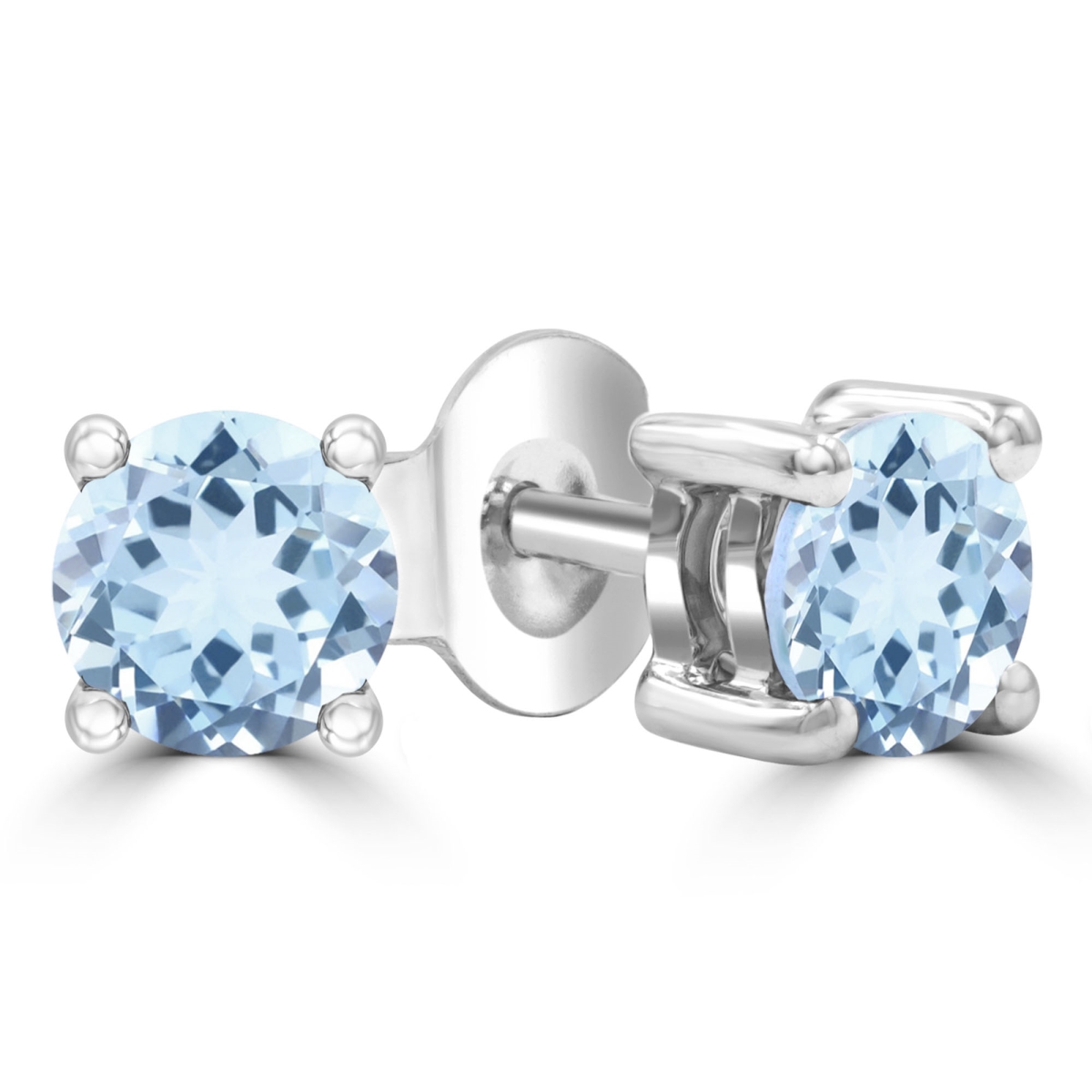 0.8 CTW Round Blue Topaz Solitaire Stud Earrings in 14K White Gold