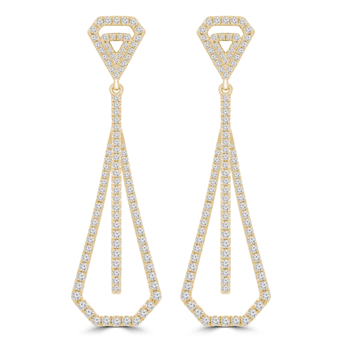 1.6 CTW Round Diamond Drop & Dangle Earrings in 18K Yellow Gold