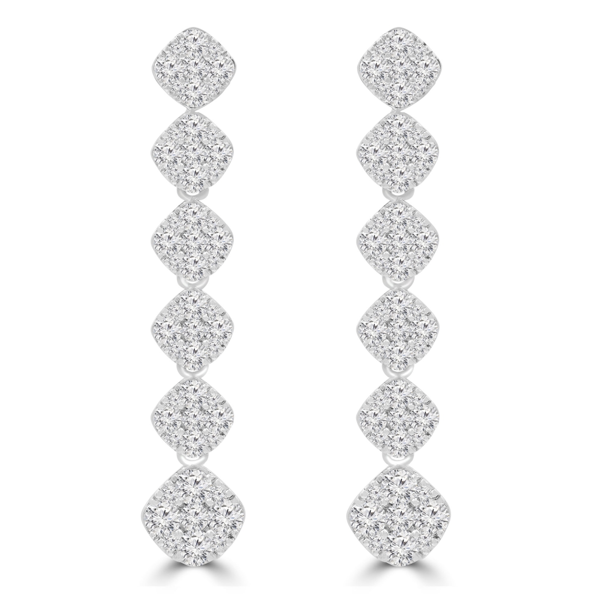 2.5 CTW Round Diamond Drop & Dangle Earrings in 18K White Gold