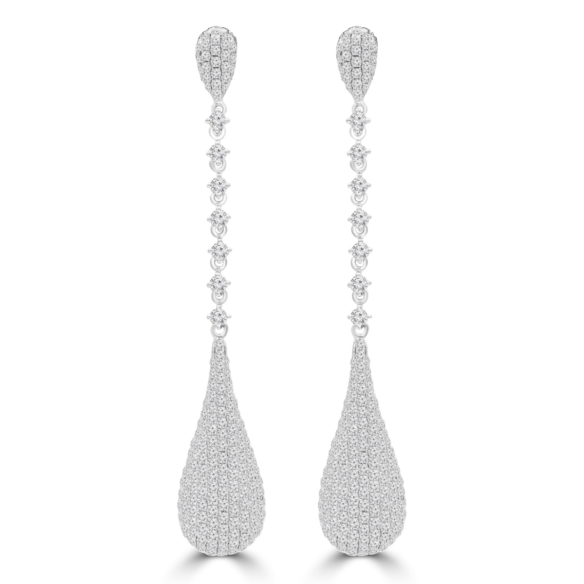 MDR220233 3.25 CTW Round Diamond Teardrop Drop & Dangle Earrings in 18K White Gold -  Majesty Diamonds