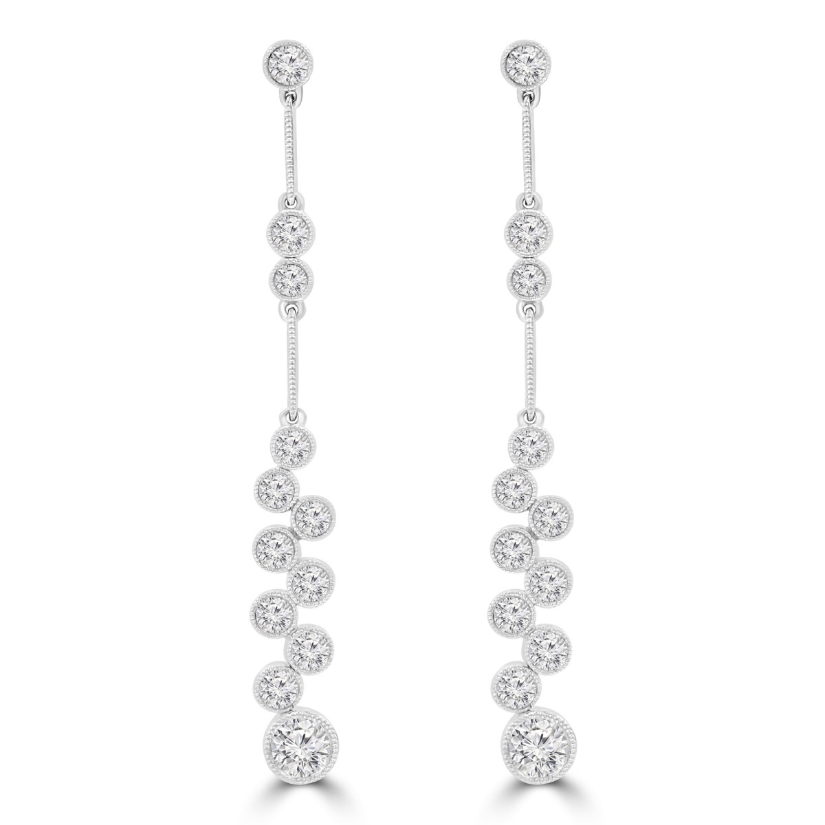 MDR220236 1.13 CTW Round Diamond Vintage Drop & Dangle Earrings in 18K White Gold