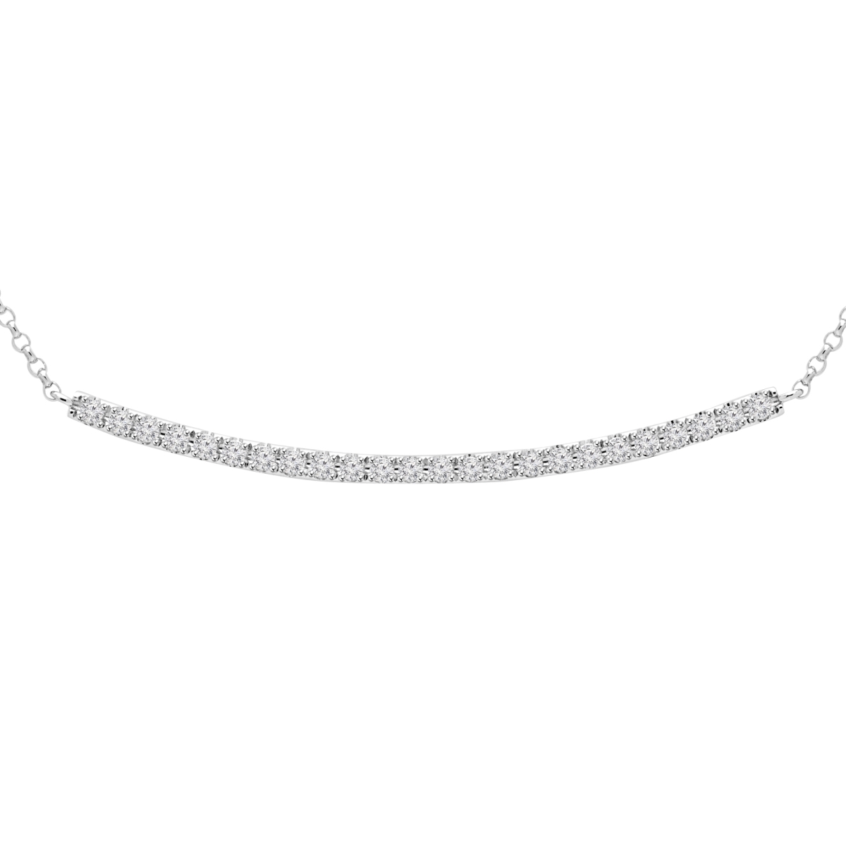 0.25 CTW Round Diamond Curved Bar Pendant Necklace in 18K White Gold -  Great Gems, GR3062644