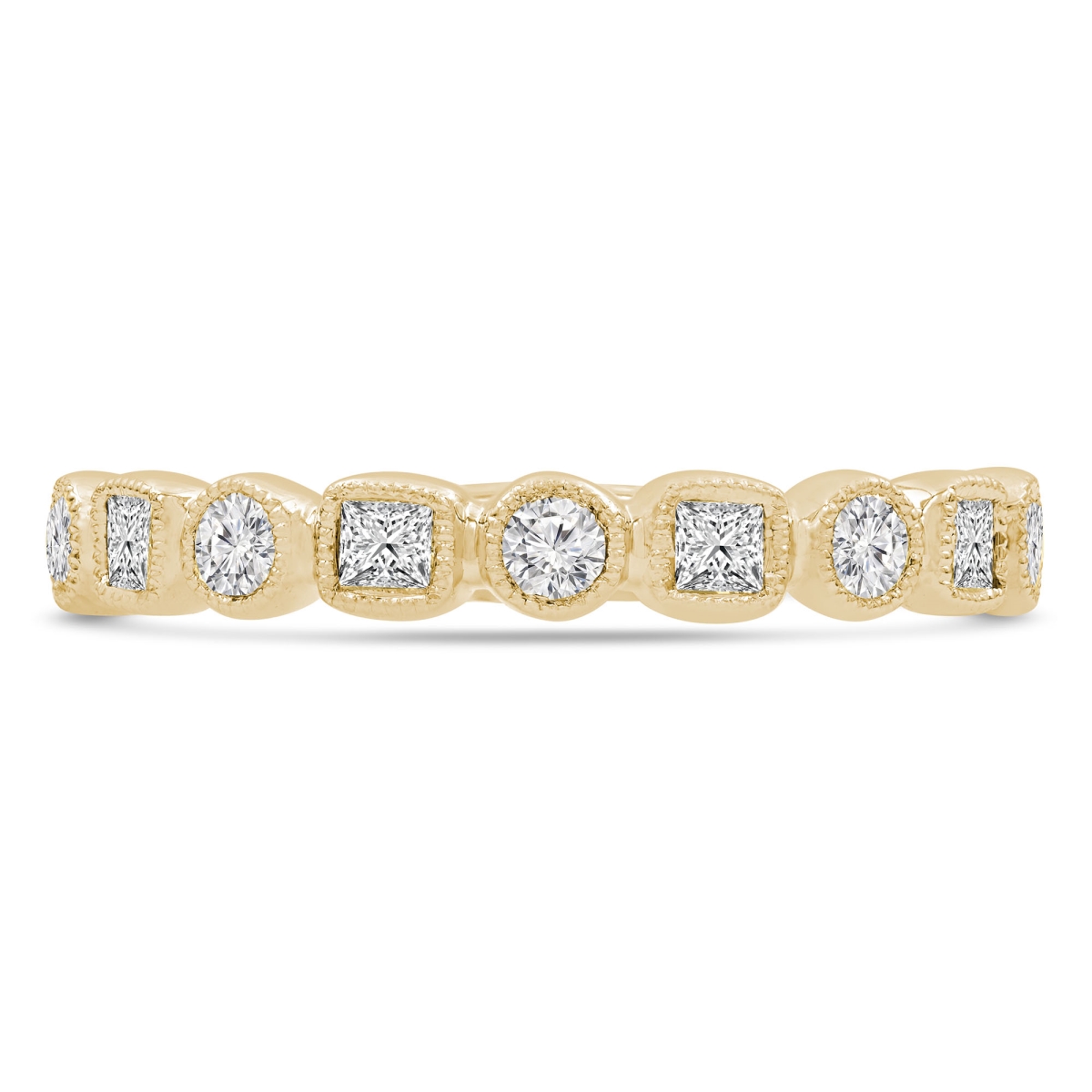 0.4 CTW Round Diamond Vintage Alternating Semi-Eternity Anniversary Wedding Band Ring in 14K Yellow Gold