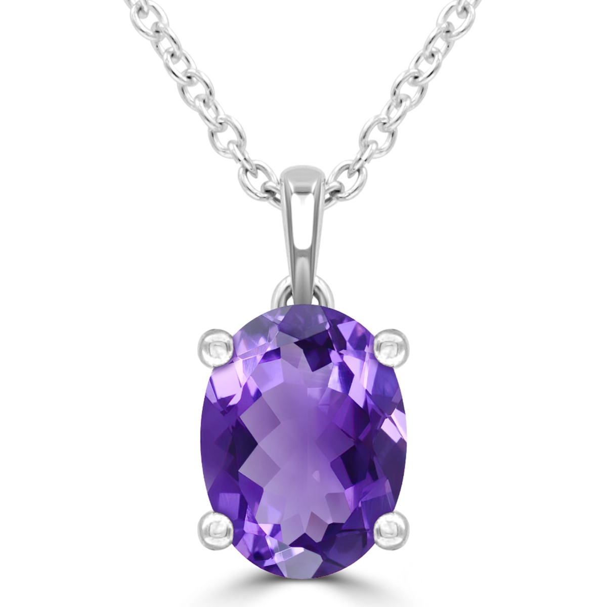 Picture of Majesty Diamonds MDR220139 1.1 CTW Oval Purple Amethyst Solitaire Pendant Necklace in 14K White Gold