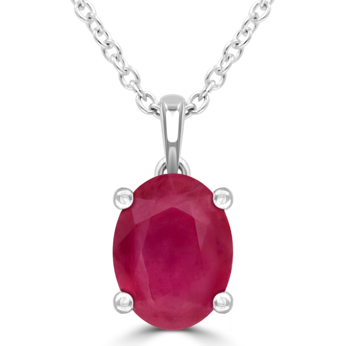 Picture of Majesty Diamonds MDR220141 1.67 CTW Oval Red Ruby Solitaire Pendant Necklace in 14K White Gold