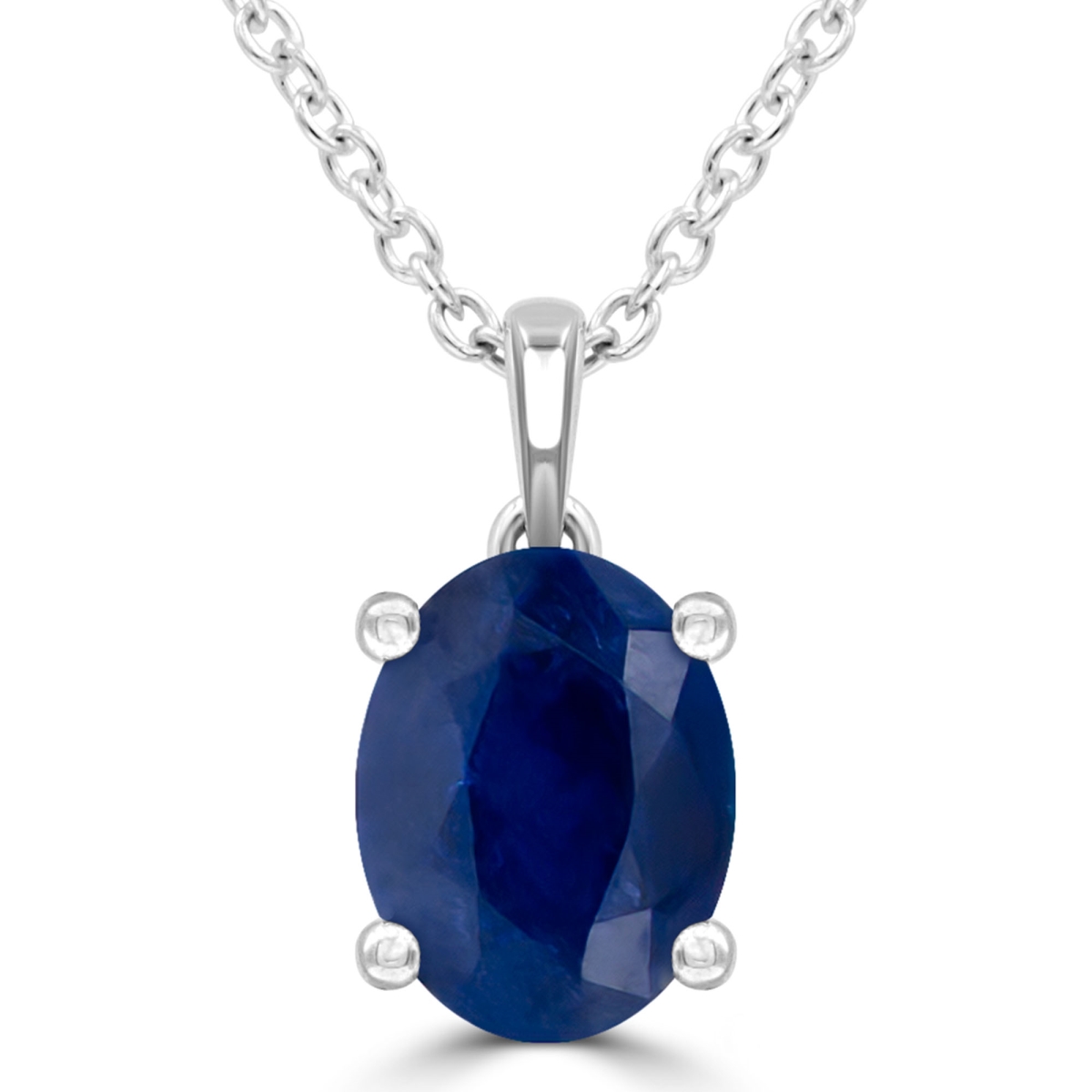 Picture of Majesty Diamonds MDR220142 1.63 CTW Oval Blue Sapphire Solitaire Pendant Necklace in 14K White Gold