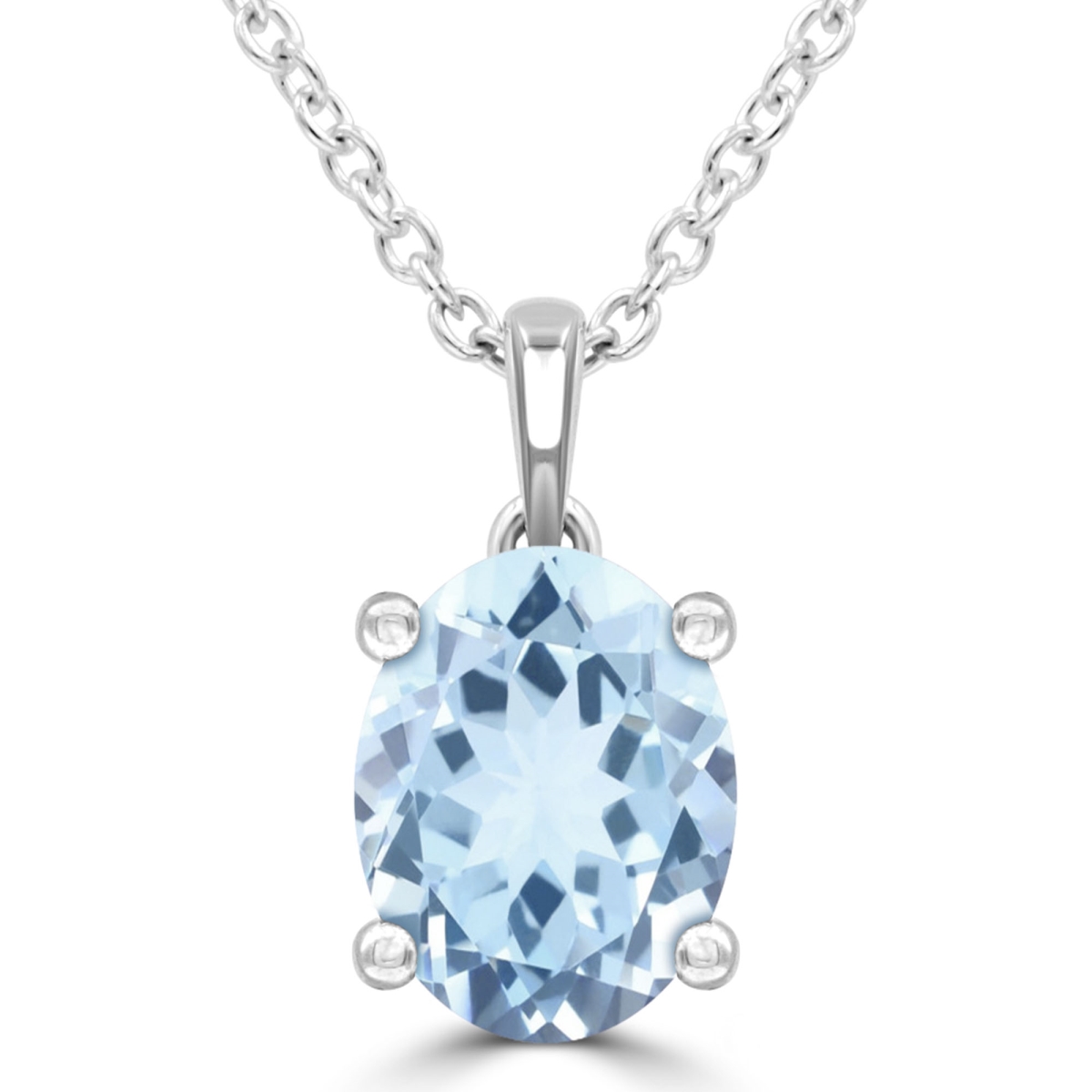 Picture of Majesty Diamonds MDR220143 1.5 CTW Oval Blue Topaz Solitaire Pendant Necklace in 14K White Gold