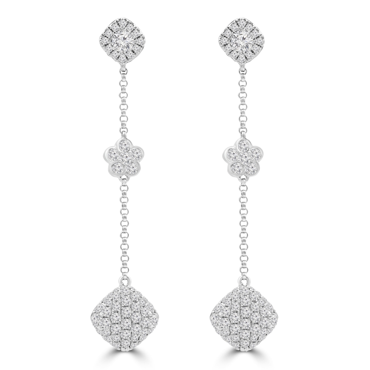 MDR220198 1.17 CTW Round Diamond Drop & Dangle Earrings in 18K White Gold -  Majesty Diamonds