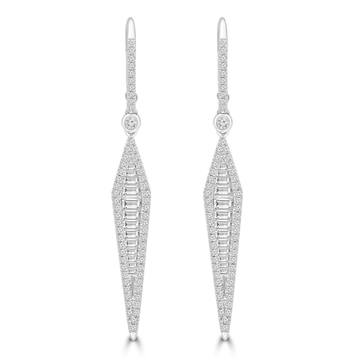 MDR220199 1.2 CTW Trapezoid Diamond Triangular Drop & Dangle Earrings in 18K White Gold