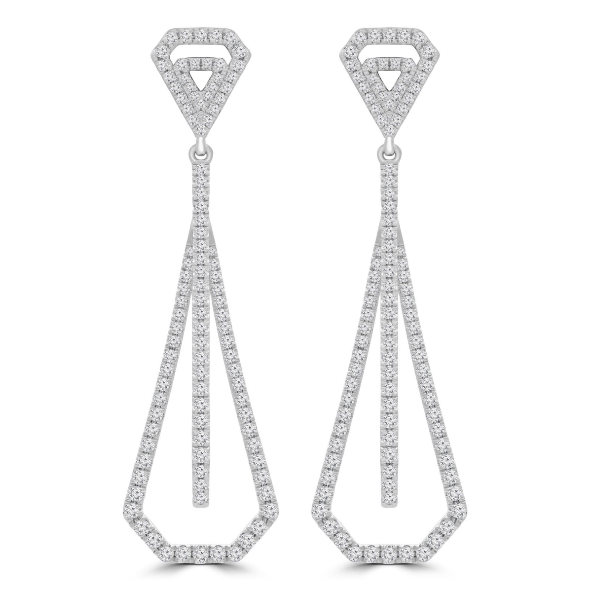 1.6 CTW Round Diamond Drop & Dangle Earrings in 18K White Gold