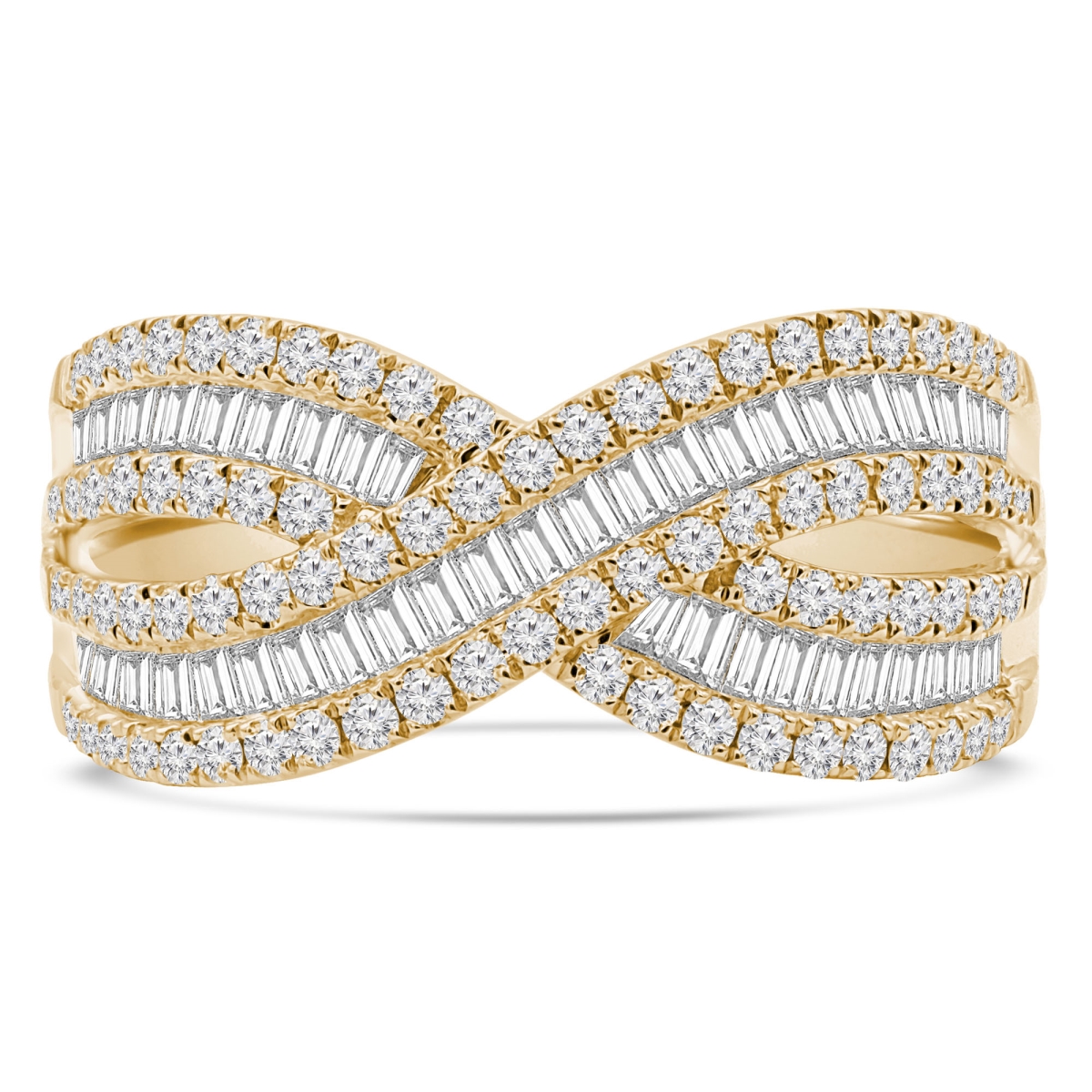 1.1 CTW Baguette Diamond Infinity Cocktail Ring in 18K Yellow Gold - Size 3