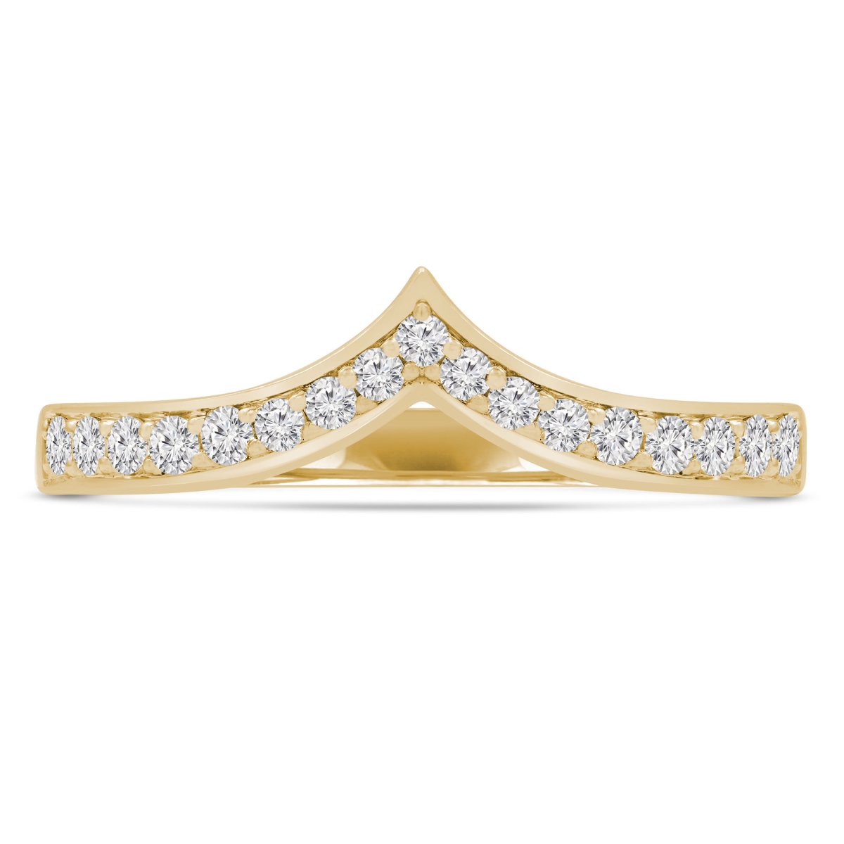 MDR220211-3 0.25 CTW Round Diamond Tiara Semi-Eternity Anniversary Wedding Band Ring in 14K Yellow Gold - Size 3 -  Majesty Diamonds