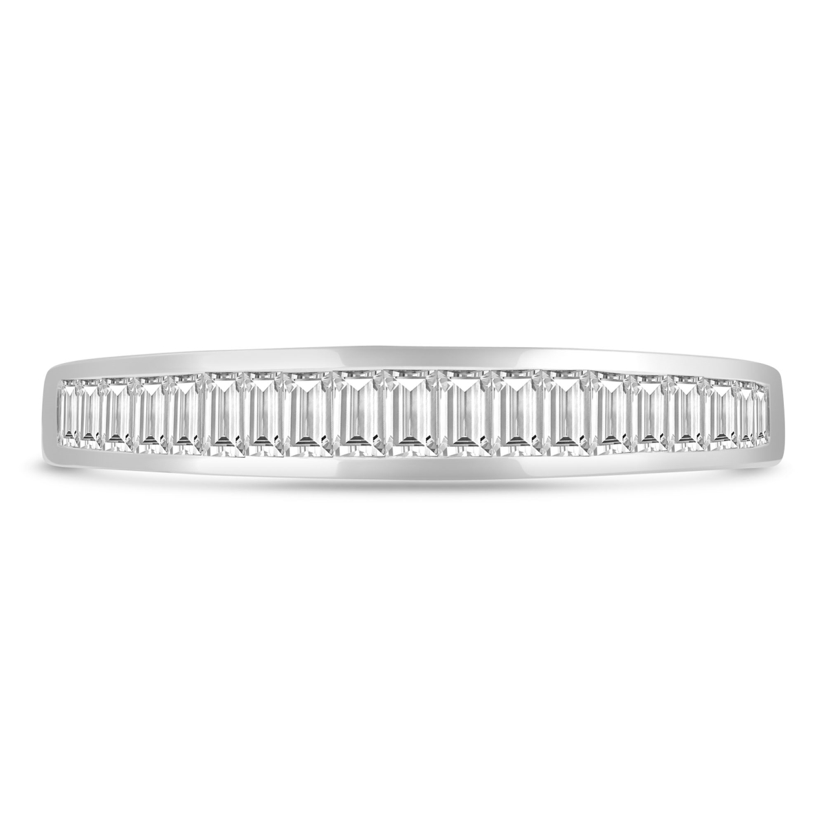 0.5 CTW Baguette Diamond Channel Set Semi-Eternity Anniversary Wedding Band Ring in 18K White Gold - Size 6.5