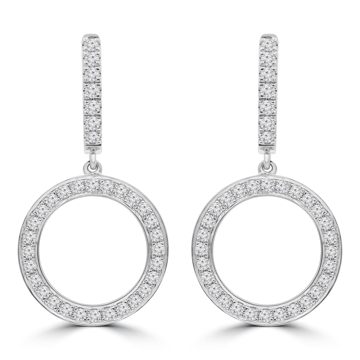 MDR220044 0.8 CTW Round Diamond Circle Drop & Dangle Earrings in 18K White Gold -  Majesty Diamonds