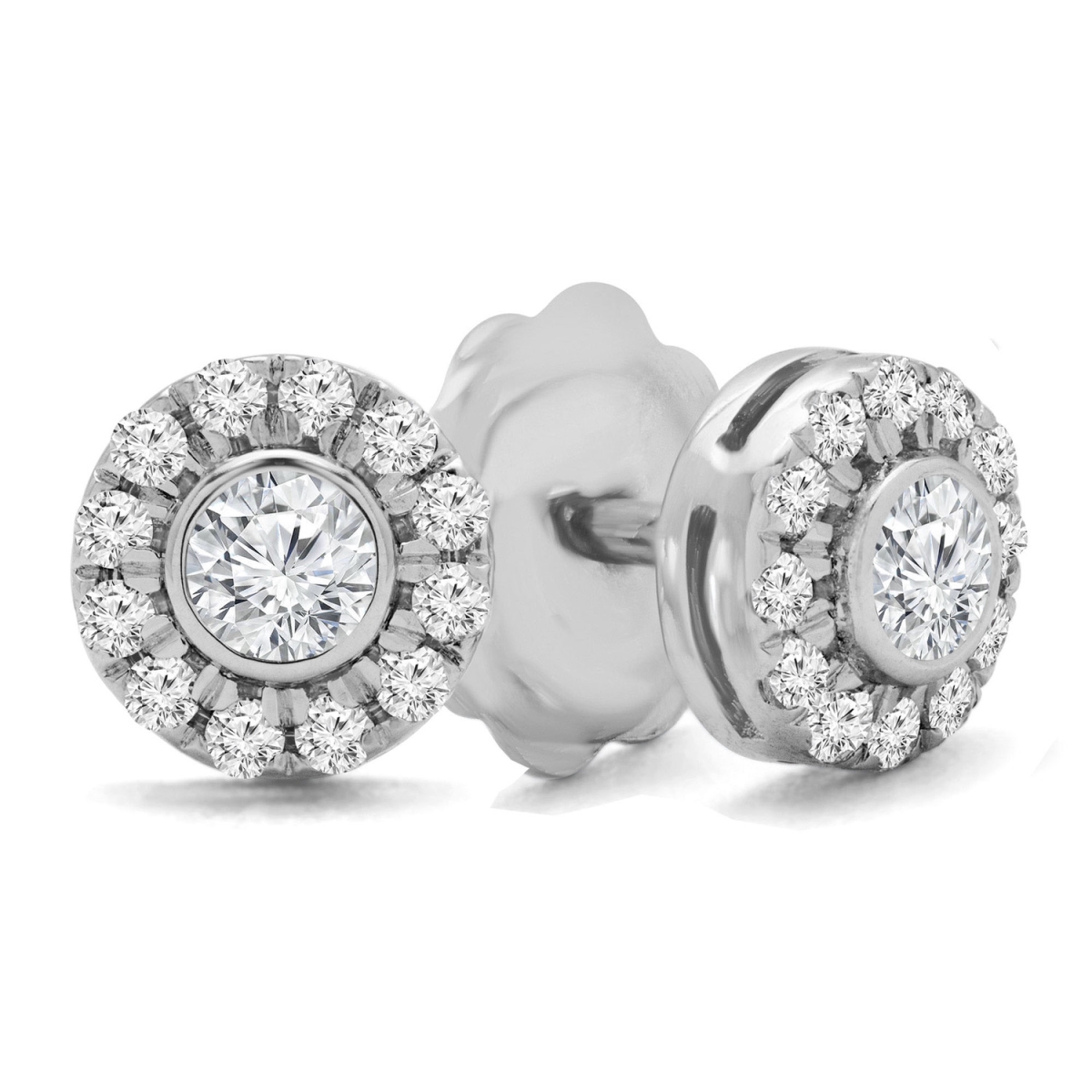 0.33 CTW Round Diamond Bezel Set Stud Earrings in 14K White Gold