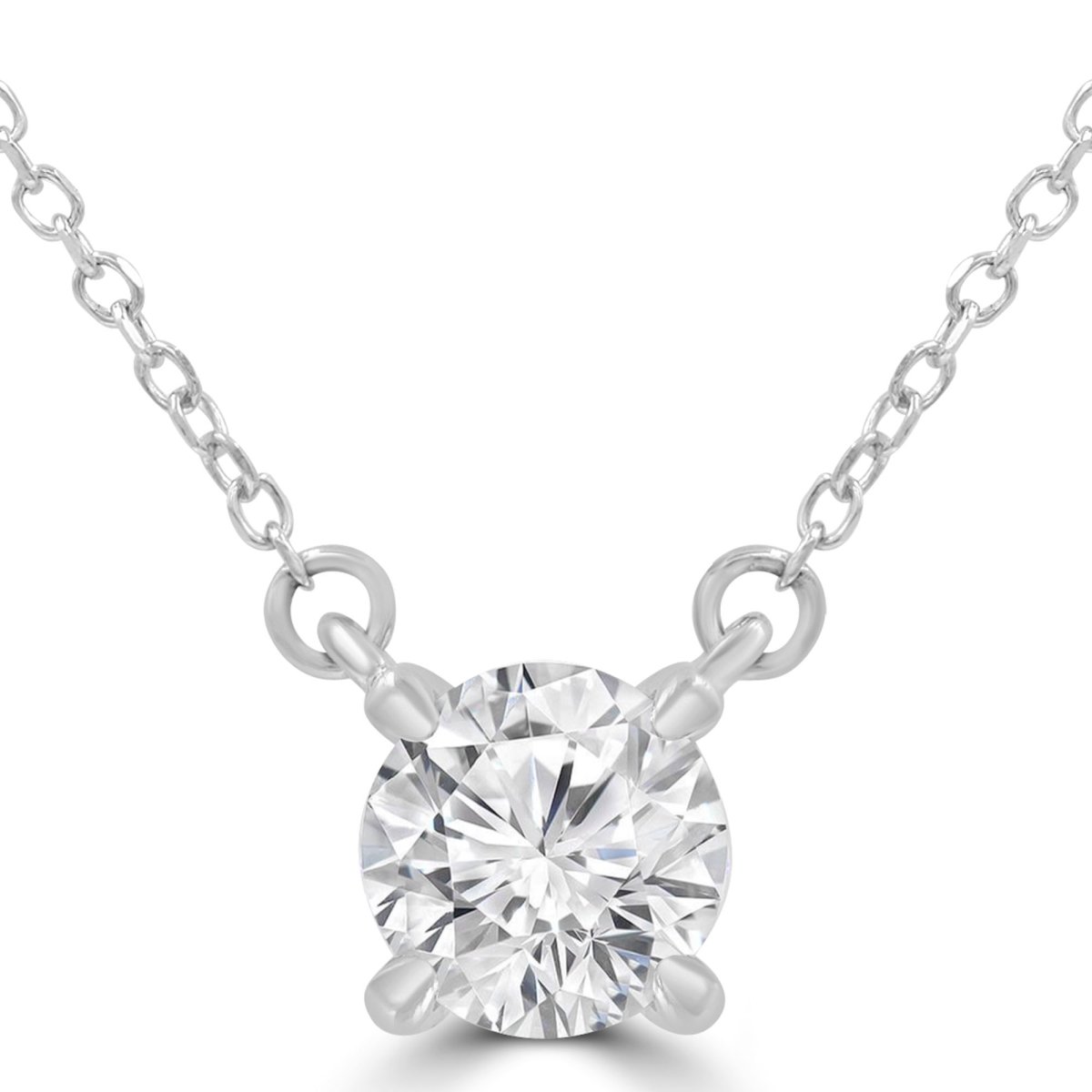 Picture of Majesty Diamonds MD240271 0.5 CT Round Lab Created Diamond 4-Prong Necklace in 14K White Gold