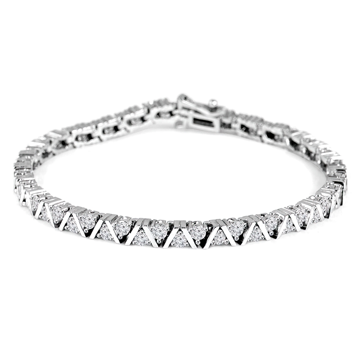 Picture of Majesty Diamonds MD240281 3.4 CTW Round Lab Created Diamond Tennis Bracelet in 14K White Gold