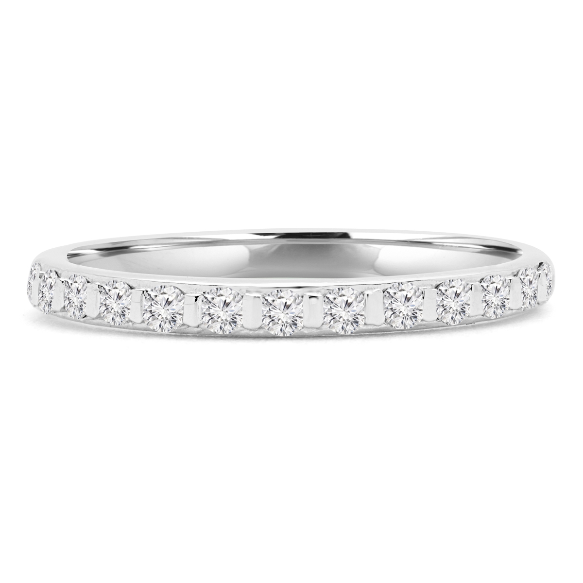 MD230295-5 0.2 CTW Round Diamond Shared Prong Semi-Eternity Anniversary Wedding Band Ring in 14K White Gold - Size 5