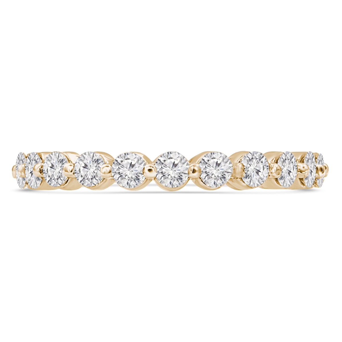 0.88 CTW Round Diamond 0.75 Way Shared-Prong Semi-Eternity Anniversary Wedding Band Ring in 14K Yellow Gold - Size 5