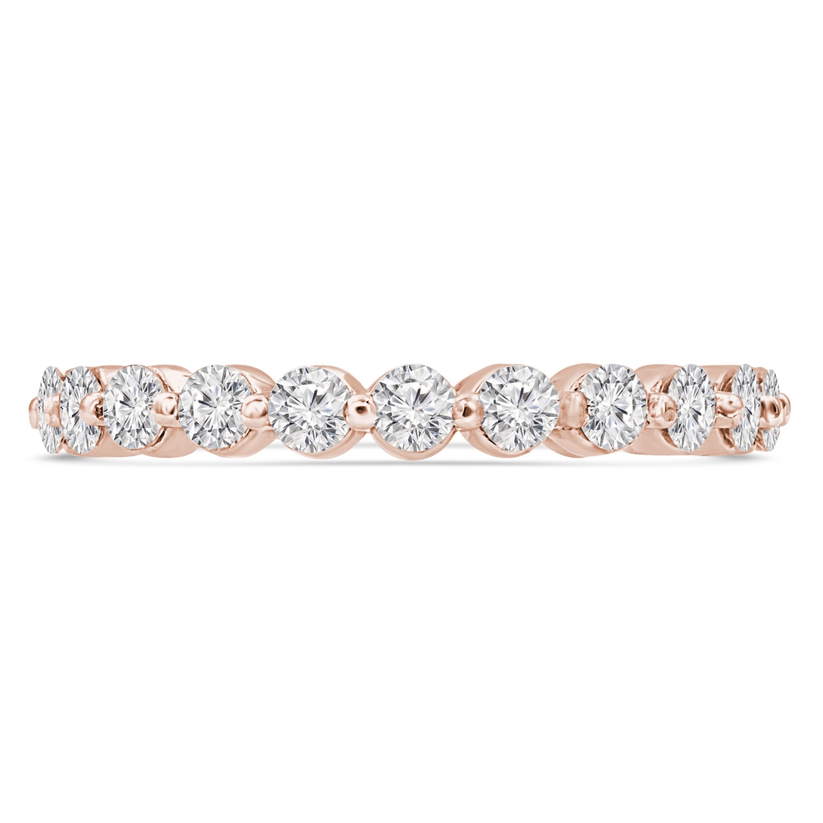 0.8 CTW Round Diamond 0.75 Way Shared-Prong Semi-Eternity Anniversary Wedding Band Ring in 14K Rose Gold - Size 4.5