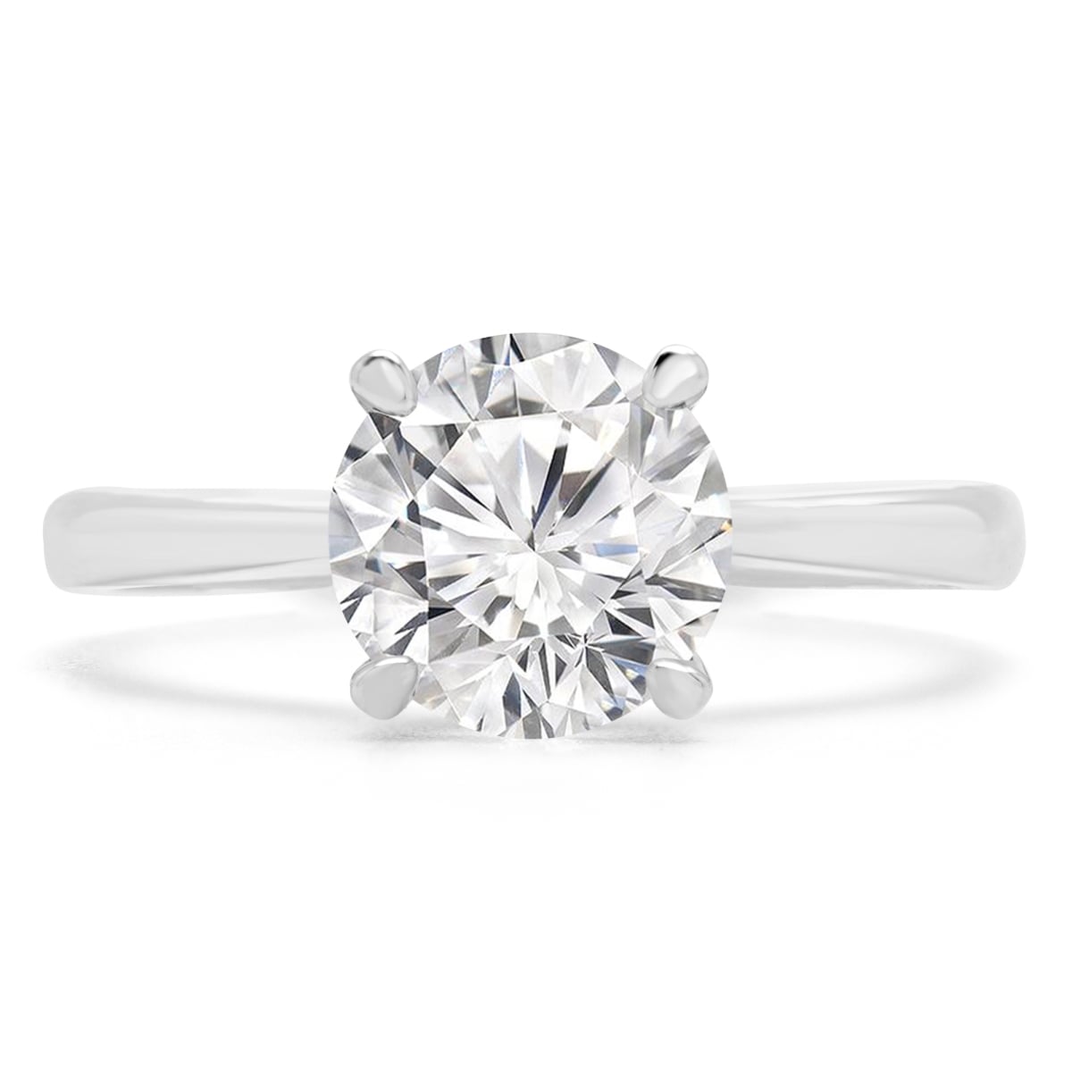 0.5 CT Round Lab Created Diamond Cathedral Solitaire Engagement Ring in 14K White Gold - Size 4.5