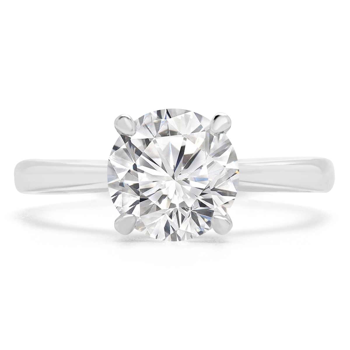 MD240104-8 0.5 CT Round Lab Created Diamond Cathedral Solitaire Engagement Ring in 14K White Gold - Size 8