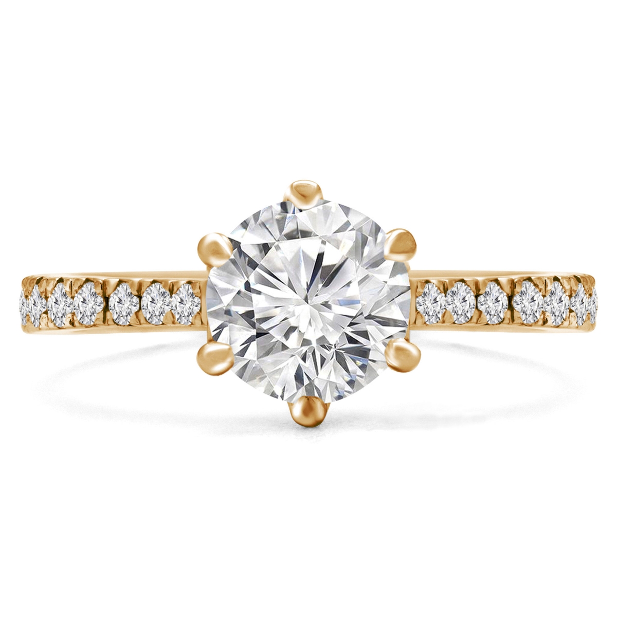 1.5 CTW Round Lab Created Diamond Tapered Solitaire with Accents Engagement Ring in 14K Yellow Gold - Size 5