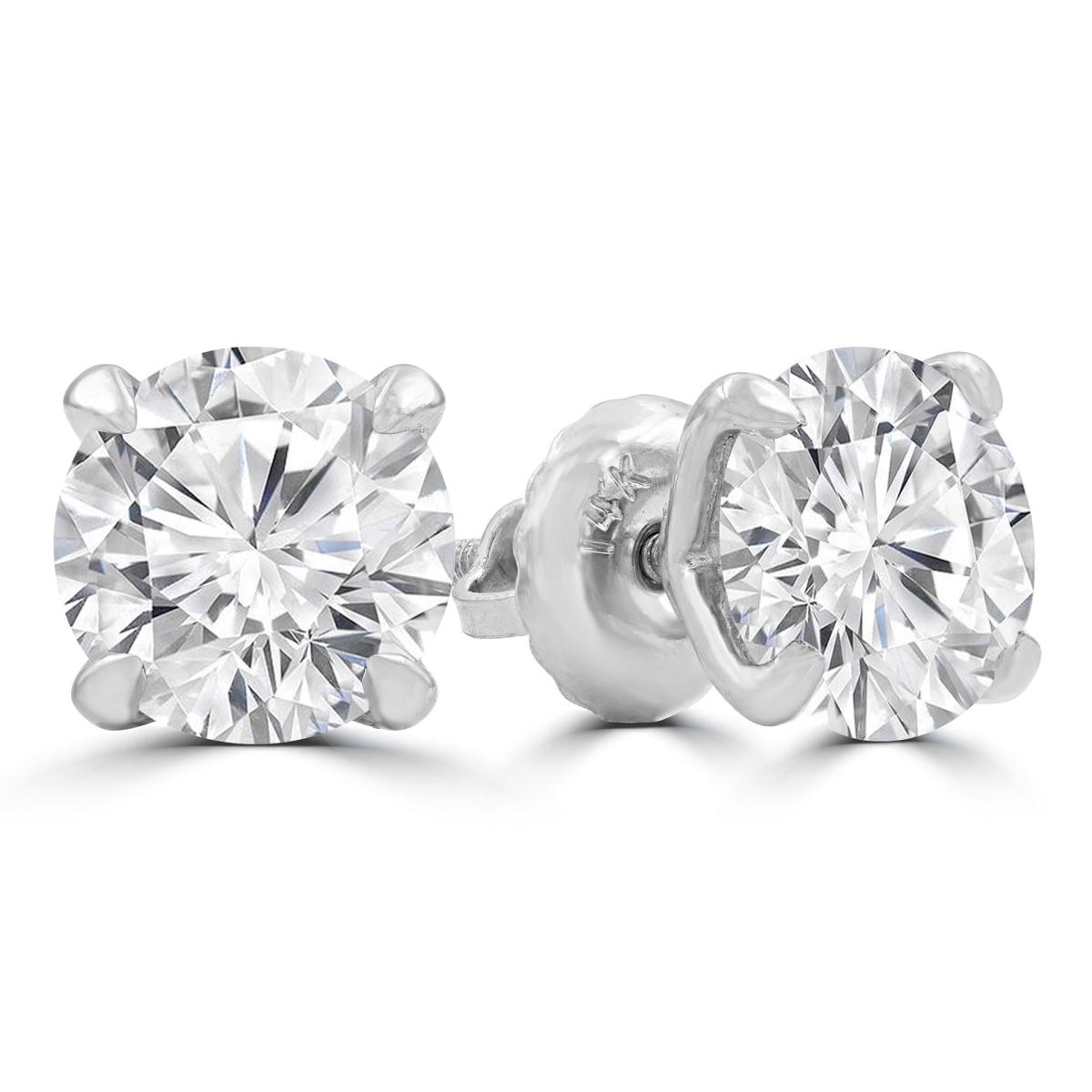 0.75 CTW Round Diamond 4-Prong Stud Earrings in 14K White Gold