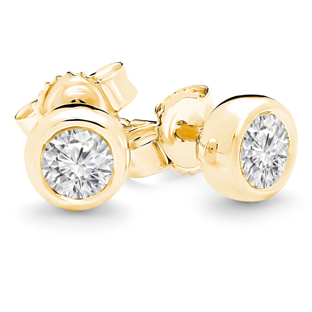 Picture of Majesty Diamonds MD240308 0.6 CTW Round Diamond Bezel Set Stud Earrings in 14K Yellow Gold