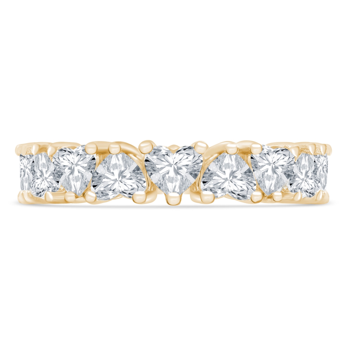 3.66 CTW Heart Lab Created Diamond Full Eternity Anniversary Wedding Band Ring in 14K Yellow Gold - Size 6.5