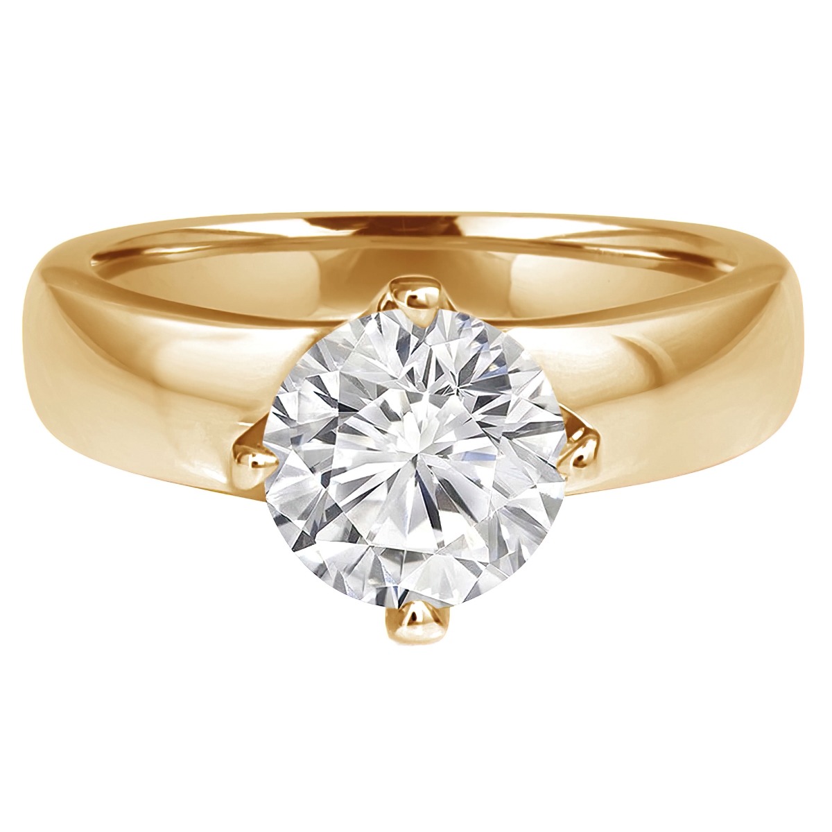 MD240063-9 1.5 CT Round Lab Created Diamond 4-Prong Solitaire Engagement Ring in 14K Yellow Gold - Size 9