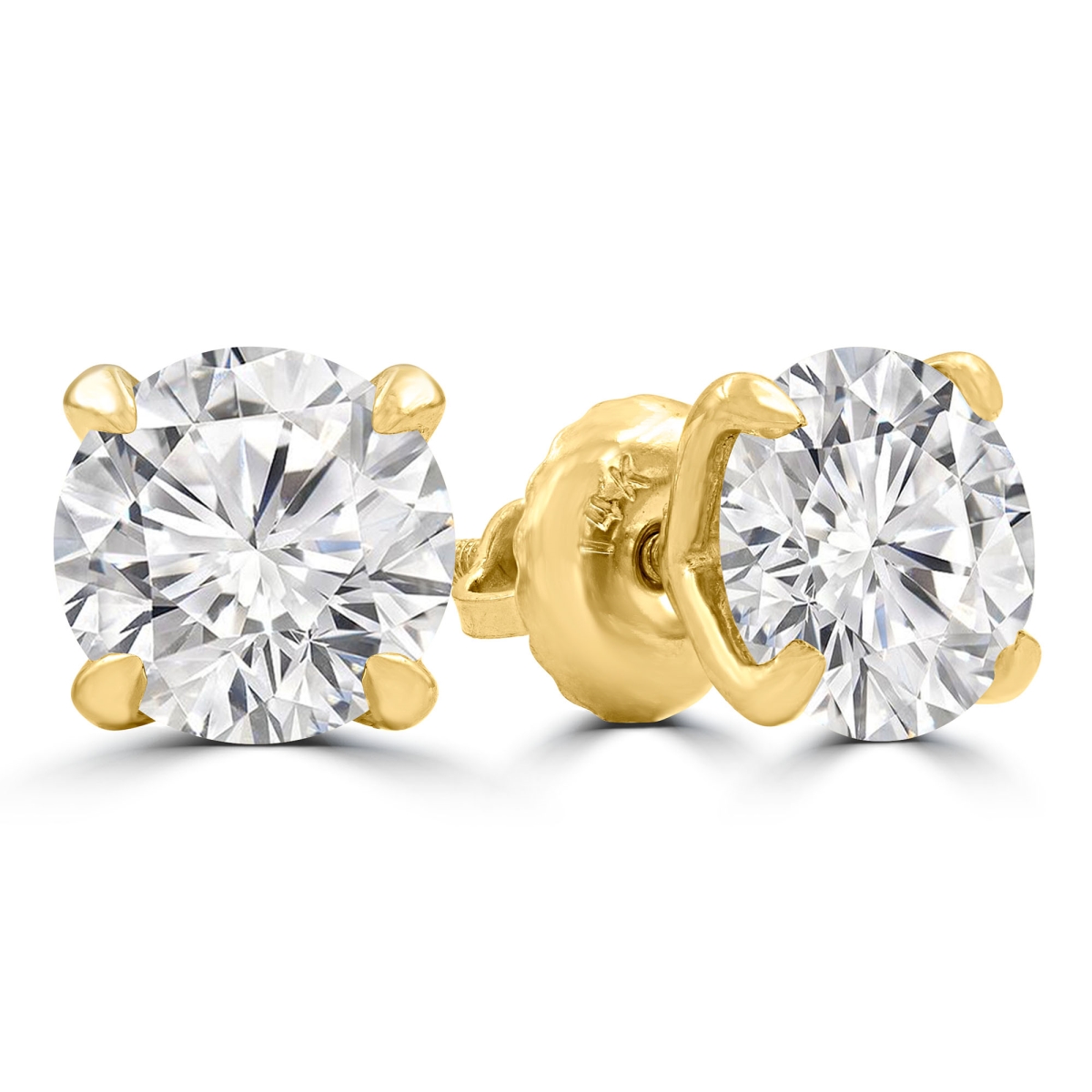 3.1 CTW Round Lab Created Diamond 4-Prong Stud Earrings in 14K Yellow Gold