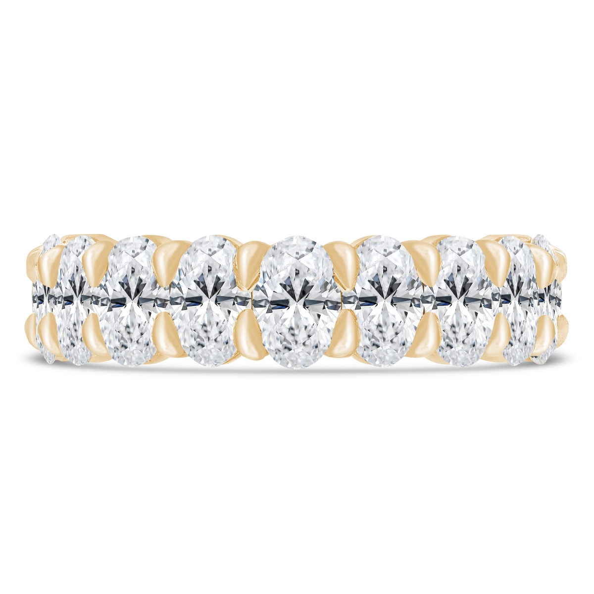 3.66 CTW Oval Lab Created Diamond Full Eternity Anniversary Wedding Band Ring in 14K Yellow Gold - Size 6.25