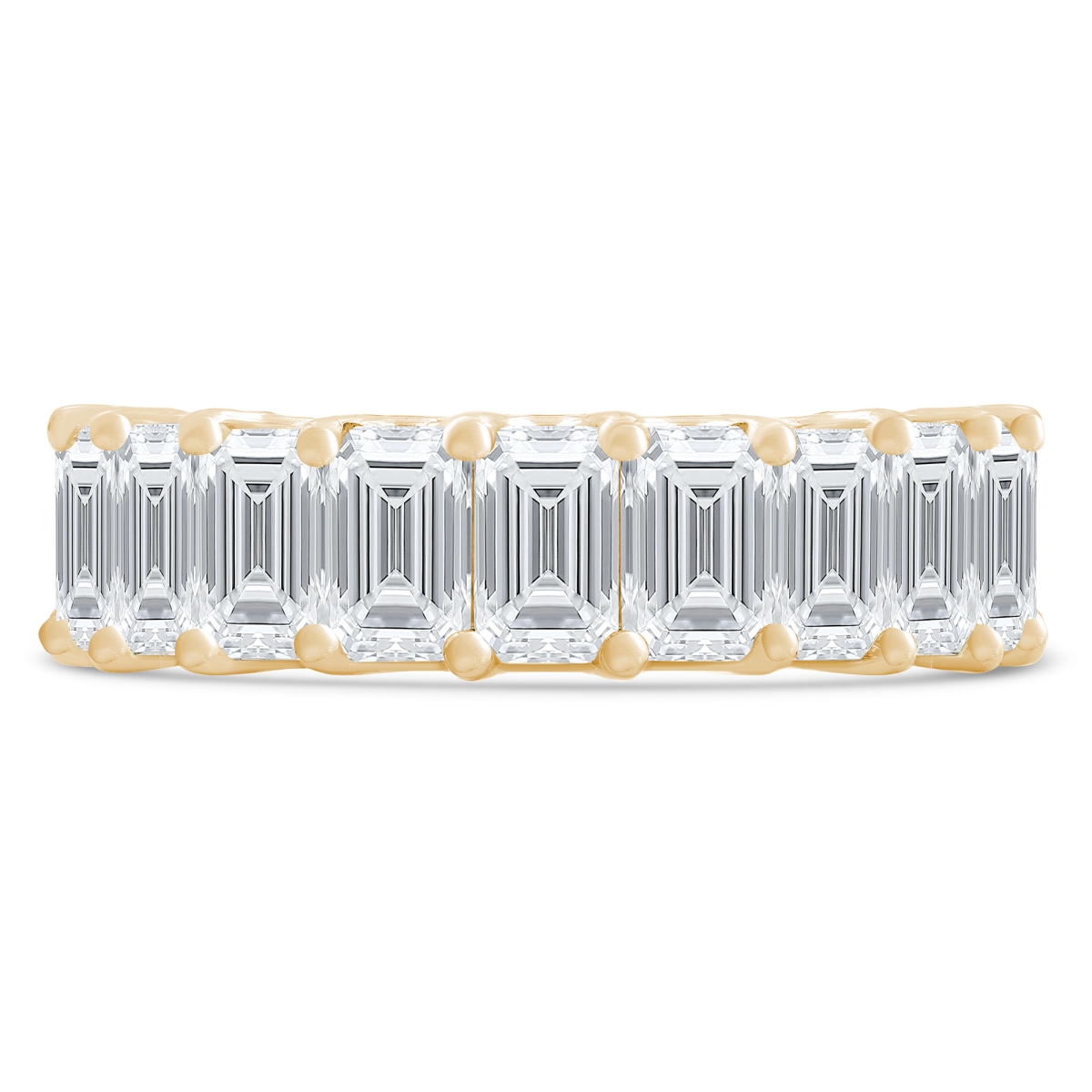 6.4 CTW Emerald Lab Created Diamond Full Eternity Anniversary Wedding Band Ring in 14K Yellow Gold - Size 6.5