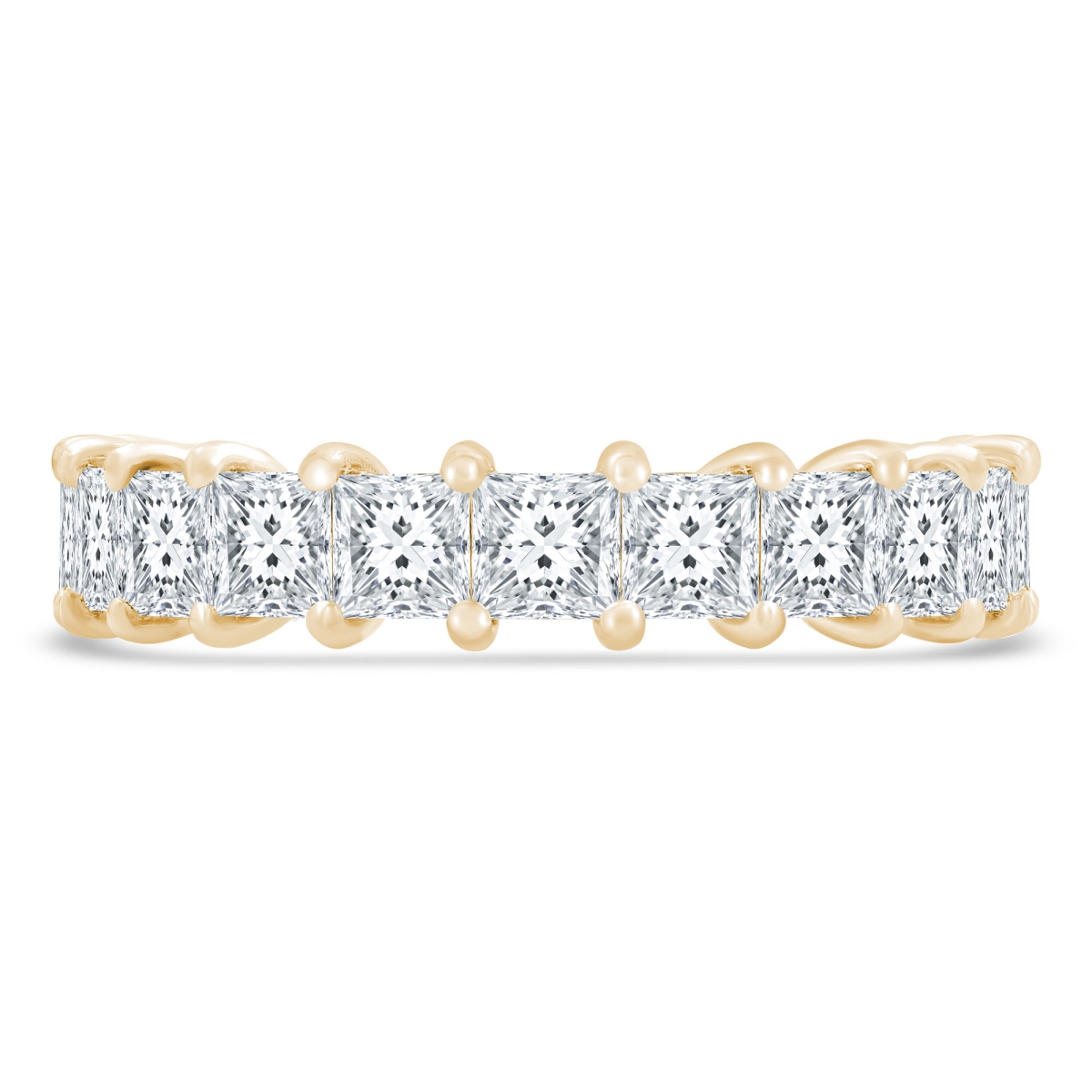 MD240318 4.13 CTW Princess Lab Created Diamond Full Eternity Anniversary Wedding Band Ring in 14K Yellow Gold - Size 6