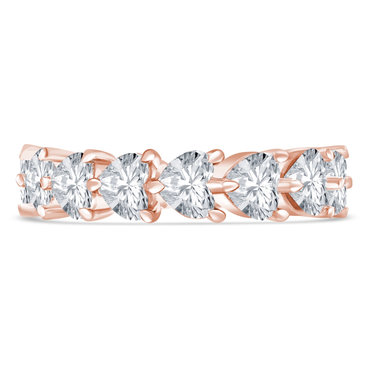 MD240319 4.75 CTW Heart Lab Created Diamond Full Eternity Anniversary Wedding Band Ring in 14K Rose Gold - Size 6.75