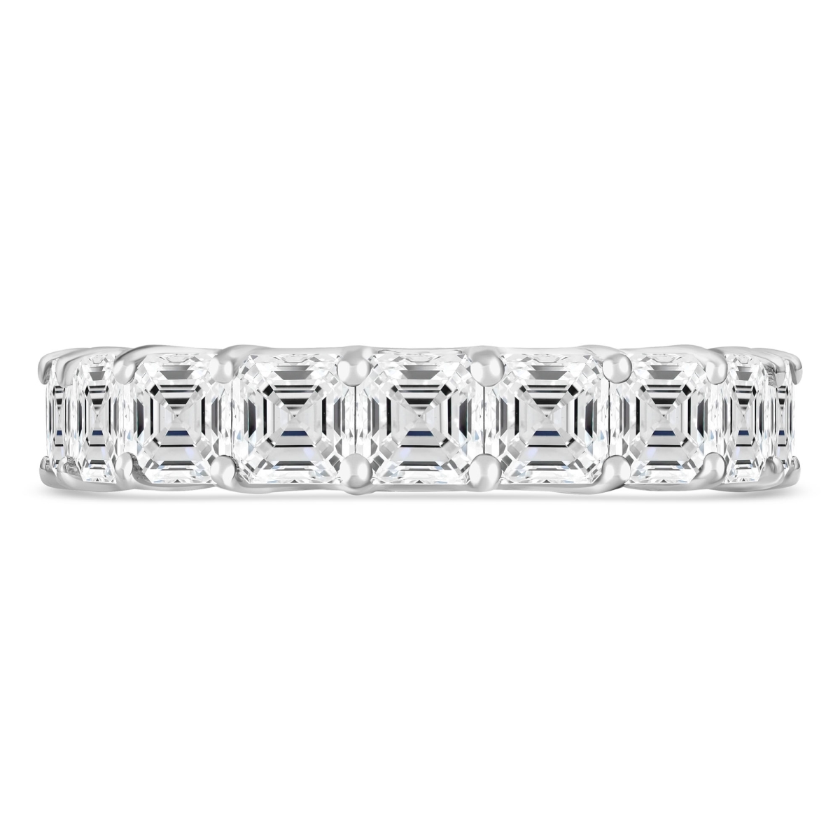 MD240320 6.6 CTW Asscher Lab Created Diamond Full Eternity Anniversary Wedding Band Ring in 14K White Gold - Size 7
