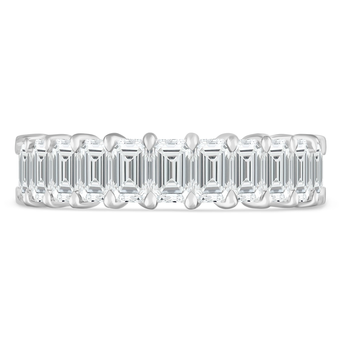4.8 CTW Emerald Lab Created Diamond Full Eternity Anniversary Wedding Band Ring in 14K White Gold - Size 6