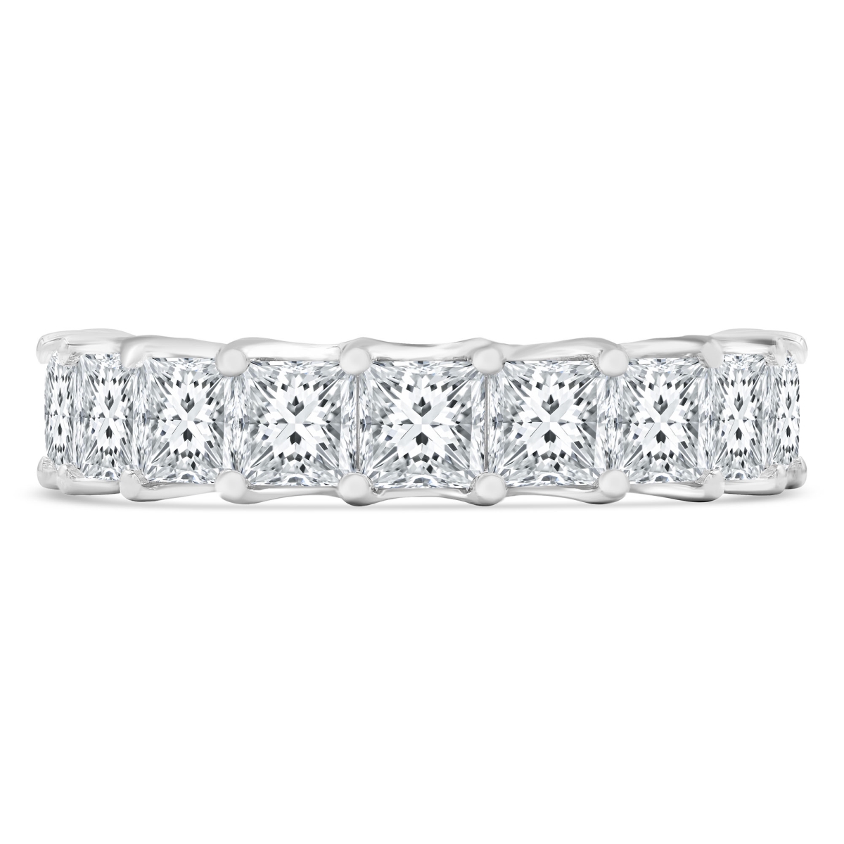 5.9 CTW Emerald Lab Created Diamond Full Eternity Anniversary Wedding Band Ring in 14K White Gold - Size 6.5